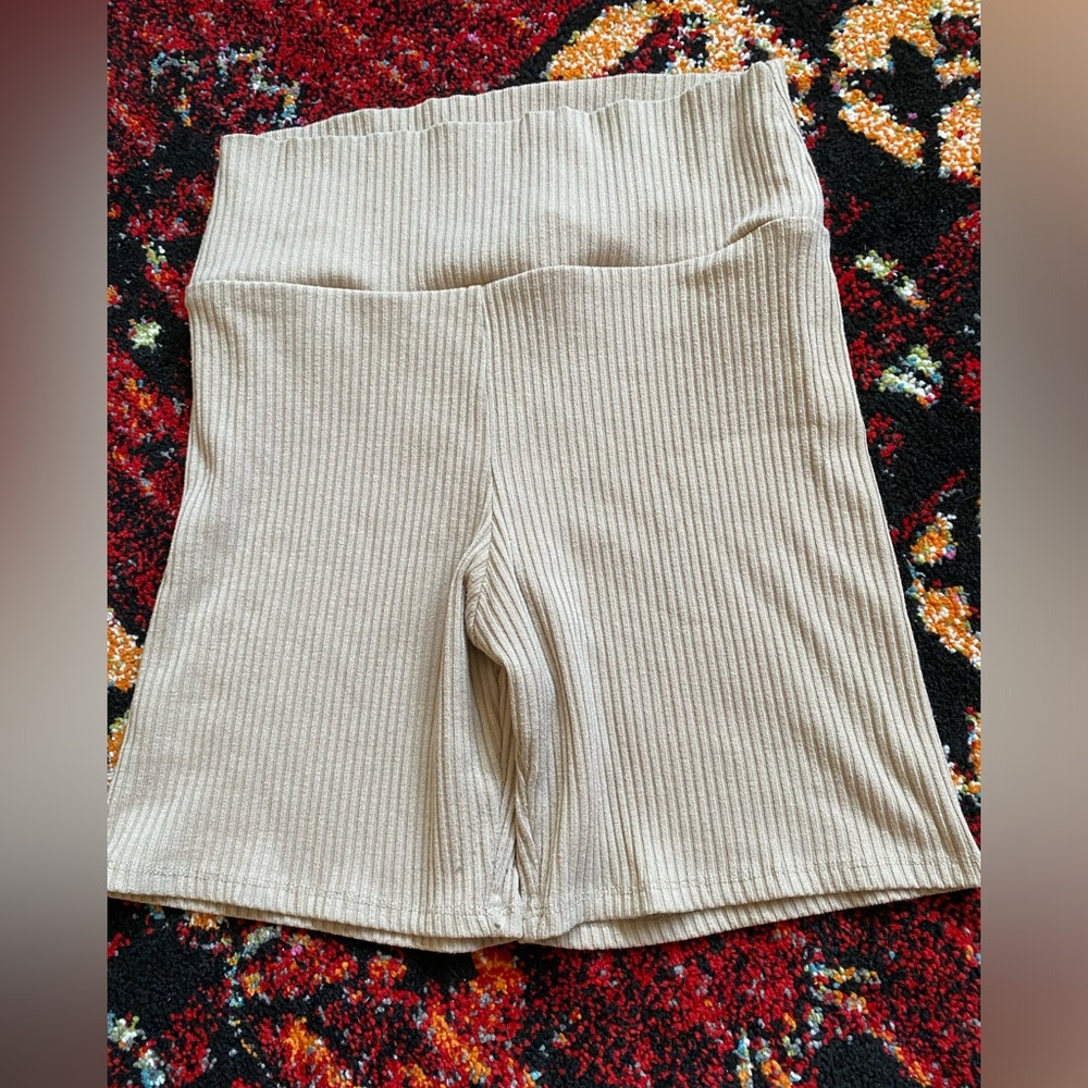 Ribbed Biker Shorts Used Tan Color Womens Size M/L